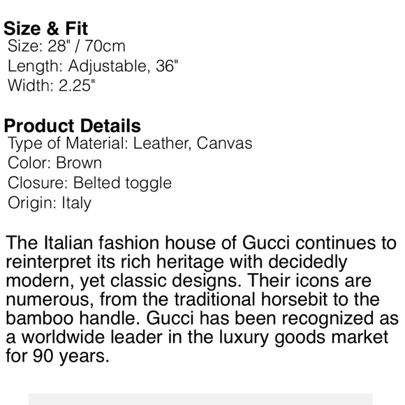 AUTHENTIC GUCCI monogram Belt - Picture 7 of 7